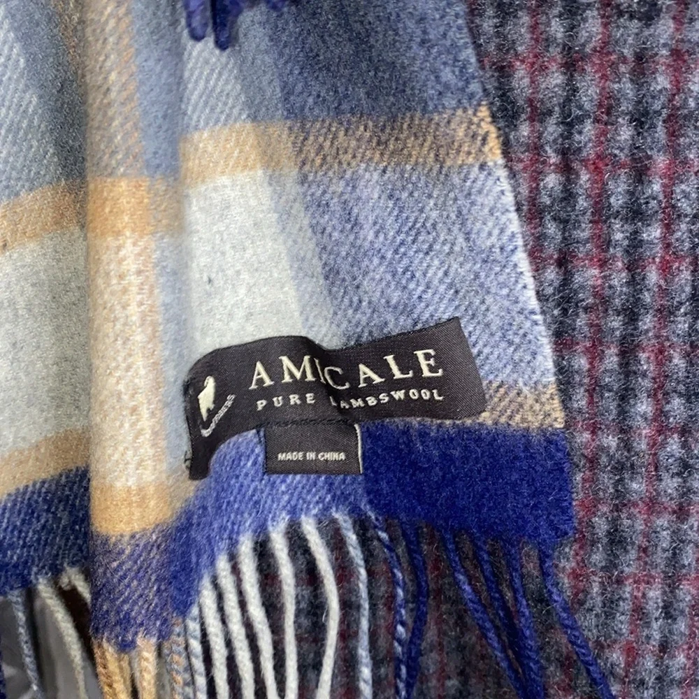 Amicale pure lambs wool plaid scarf